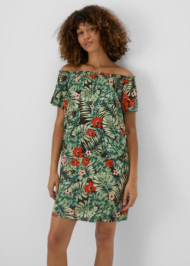 Multicolour Floral Bardot Mini Dress