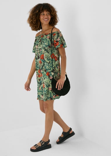 Multicolour Floral Bardot Mini Dress