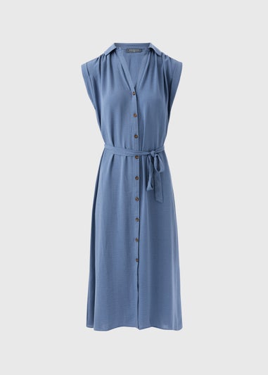 Blue Midi Shirt Dress