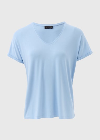 Et Vous Blue V Neck T-Shirt