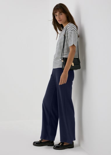 Et Vous Navy Ponte Wide Leg Trousers