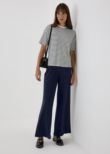 Et Vous Navy Ponte Wide Leg Trousers