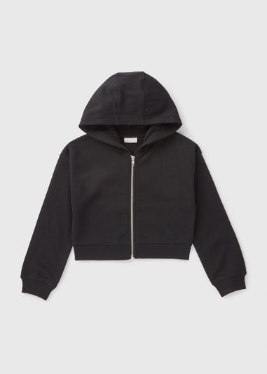 Girls Black Zip Up Hoodie 7 15yrs Matalan