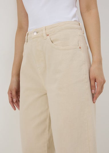 Ecru Wide Leg Jeans