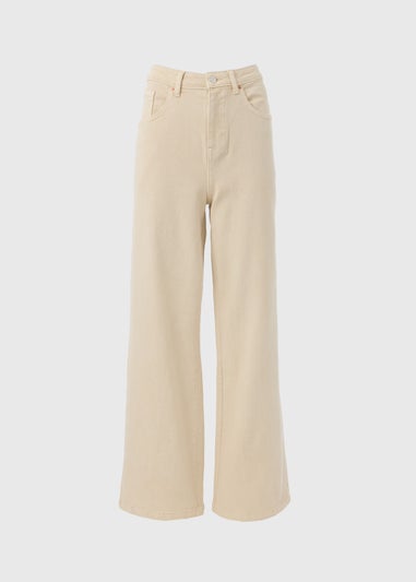 Ecru Wide Leg Jeans