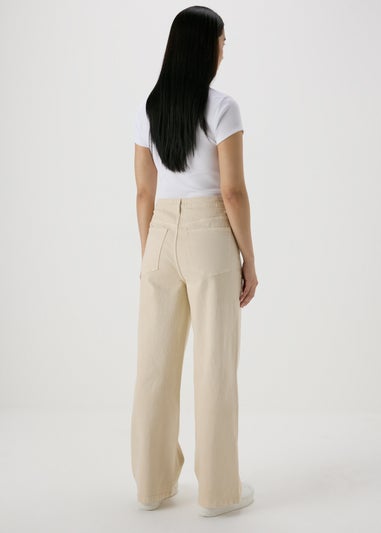 Ecru Wide Leg Jeans