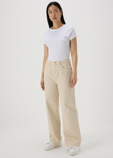 Ecru Wide Leg Jeans