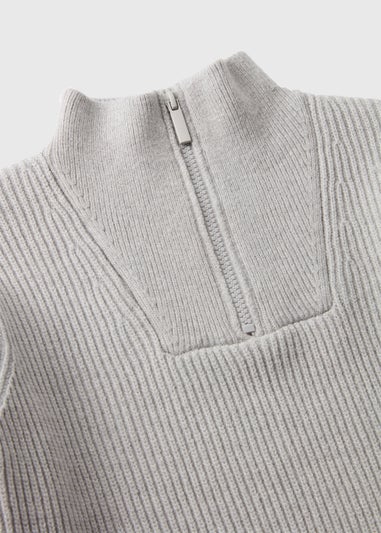 Boys Grey Knitted Half Zip (7-15yrs)