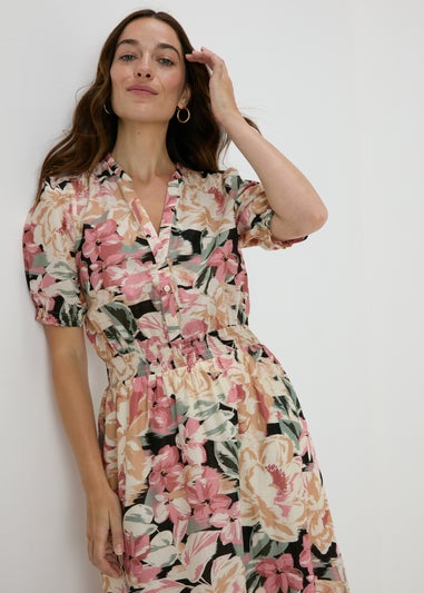 Pink Floral Midi Dress