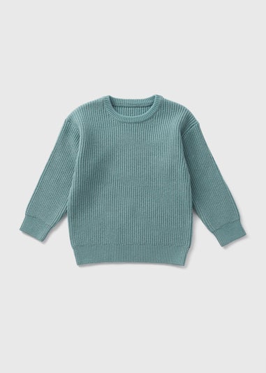 Boys Teal Crew Neck Ribbed Jumper ( 1-7 Years )