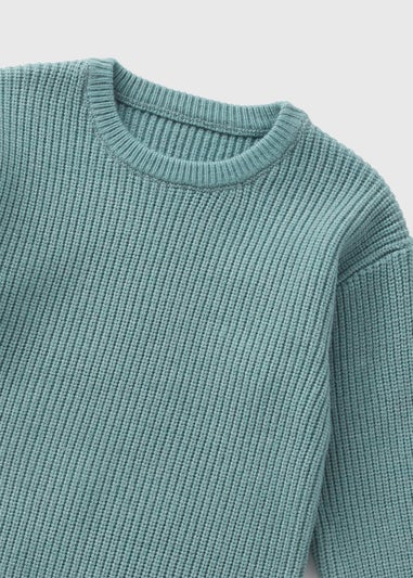 Boys Teal Crew Neck Ribbed Jumper ( 1-7 Years )