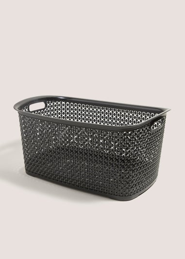 Black Plastic Laundry Basket (35cmx53cmx25cm)