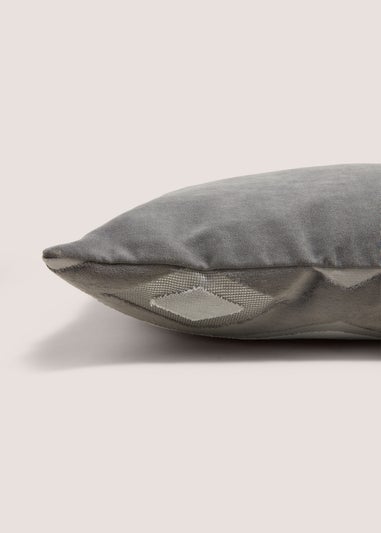 Grey Crushed Velvet Diamond Cushion (43cm x 43cm)