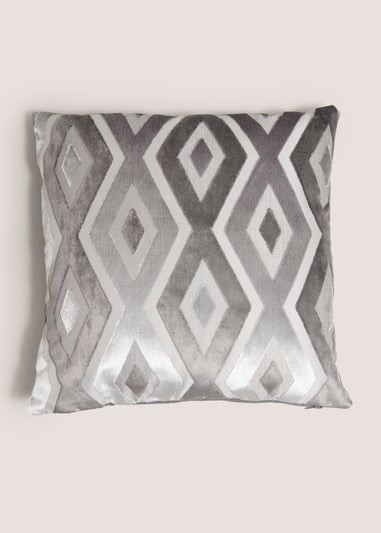 Grey Crushed Velvet Diamond Cushion (43cm x 43cm)