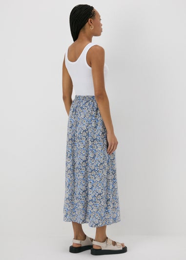 Blue Floral Midaxi Skirt