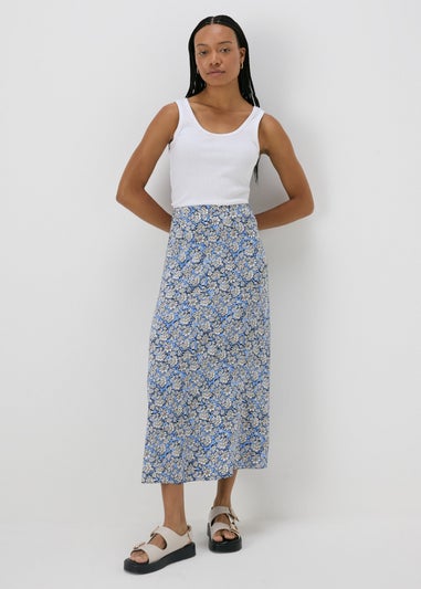 Blue Floral Midaxi Skirt