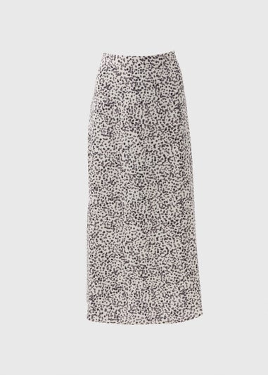 White Spot Print Midi Skirt