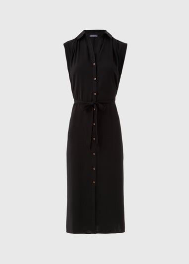 Black Button Through Midi Shirt Dress