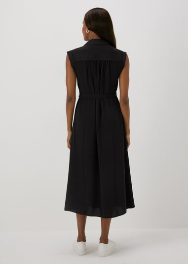 Black Button Through Midi Shirt Dress