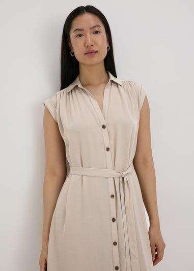 Stone Button Through Midi Shirt Dress