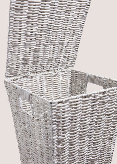 Grey Woven Plastic Laundry Basket