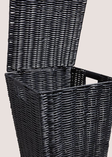 Black Woven Plastic Laundry Basket (50x32x32cm)