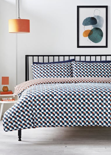 Navy Geometric Duvet Set