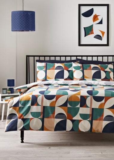 Multicoloured Geometric Pattern Duvet Set