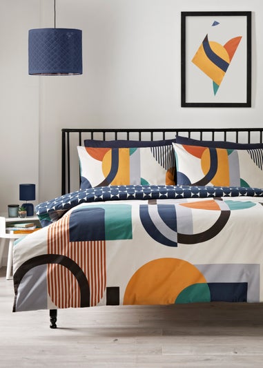 Multicoloured Urban Geometric Pattern Duvet Set