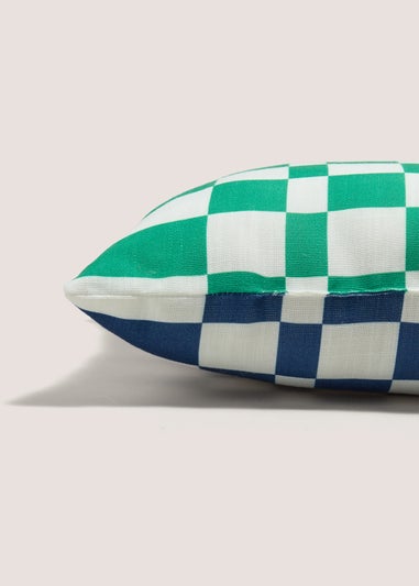 Green Reversible Checkerboard Cushion