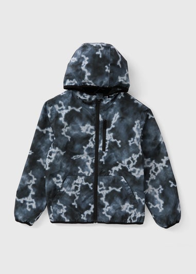 Boys Grey Printed Windbreaker Jacket (7-15yrs)