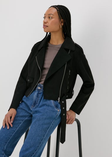 Black Suede Biker Jacket