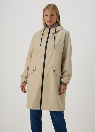 Stone Rubberised Mac Jacket