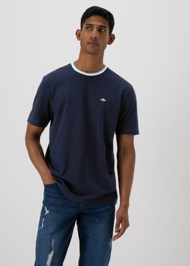 Navy Contrast Neck T-shirt