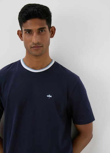 Navy Contrast Neck T-shirt