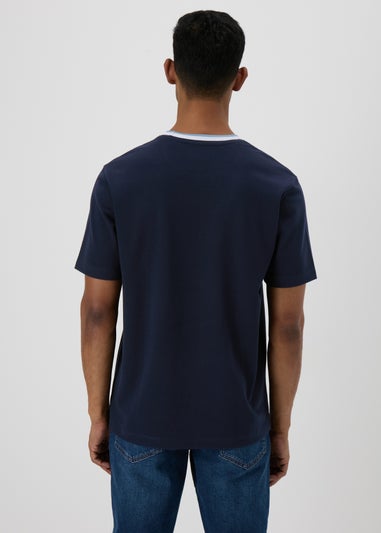 Navy Contrast Neck T-shirt