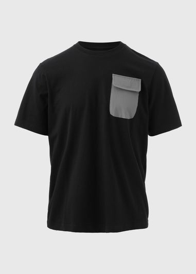 Black Woven Grey Pocket T-Shirt