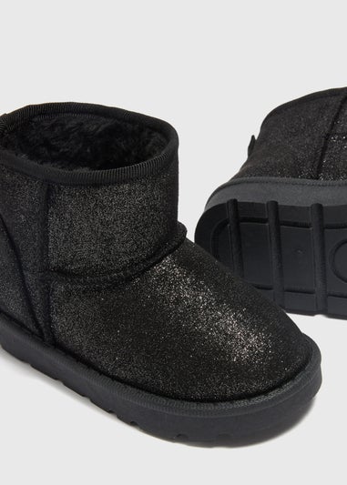 Girls Black Glitter Snug Boots (Younger4-9)