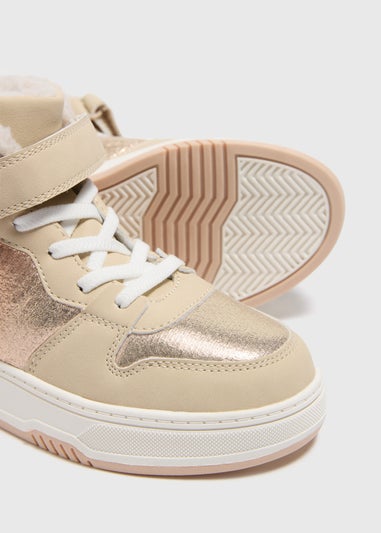 Girls Gold High Top Trainers (Younger 10-Older 5)