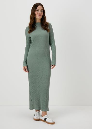 Green Plisse Midi Dress