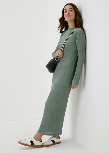 Green Plisse Midi Dress