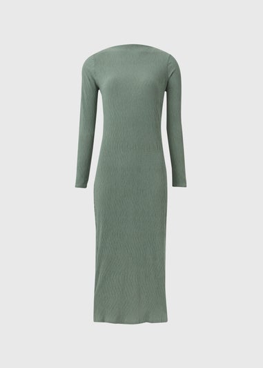 Green Plisse Midi Dress