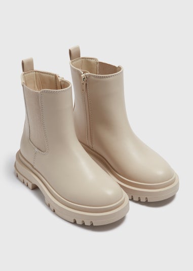 Girls Cream Chelsea Boots (Younger 10-Older 5)