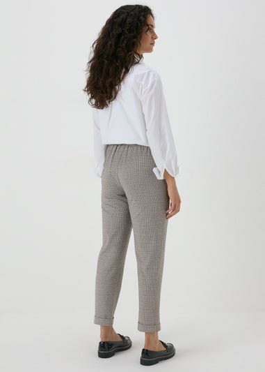 Brown Check Ponte Straight Leg Trousers