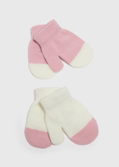 2 Pack Girls Pink Mittens