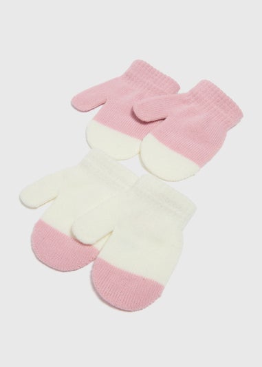 2 Pack Girls Pink Mittens