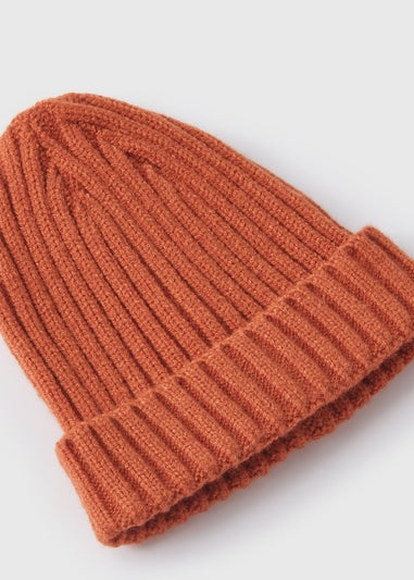 Baby Orange Ribbed Beanie (Newborn-23mths)