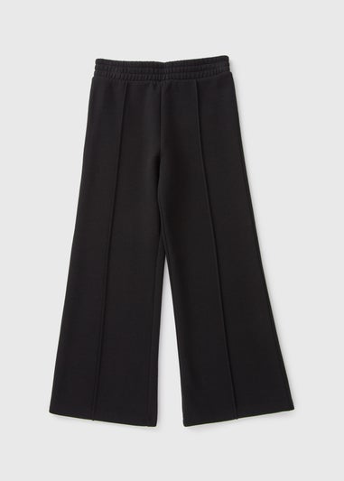 Girls Black Wide Leg Jogging Bottoms (7-15yrs)