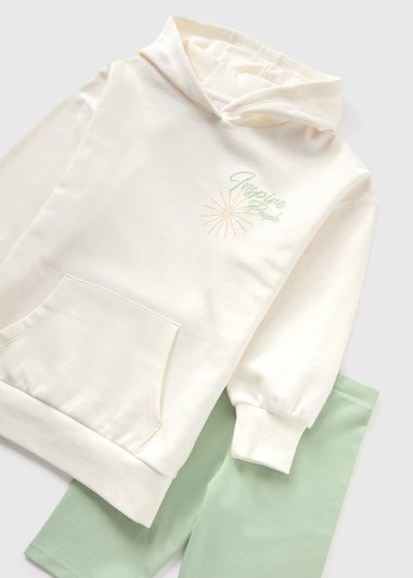 Girls Cream Collective Hoodie & Cycling Shorts Set (7-15yrs)