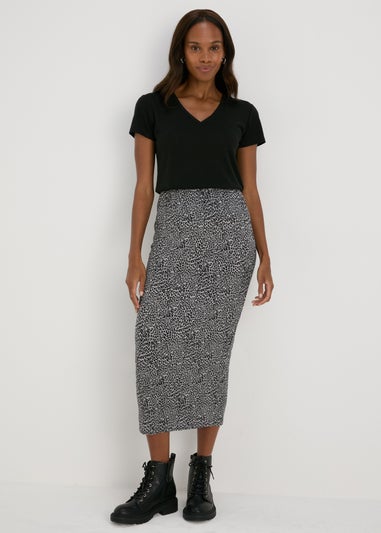 Leopard Print Plisse Midi Skirt